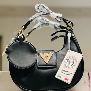 Valentino Orlandi Black and Gold Shoulder Bag